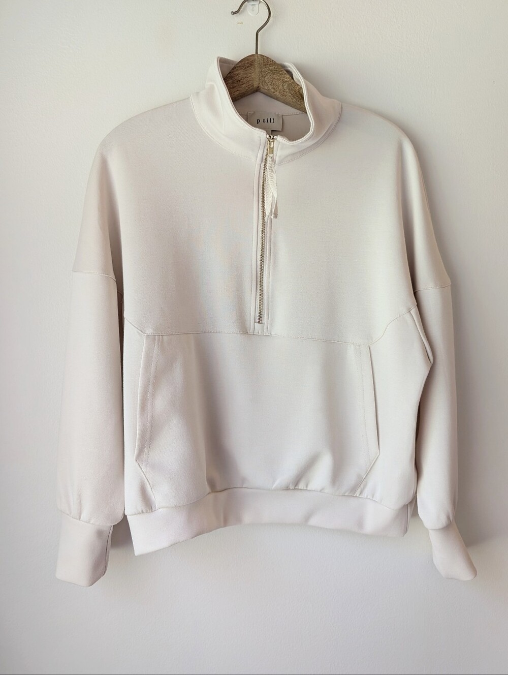 P.CILL Butter Modal Zip Pullover Cream Soft Luxe Lounge Top Small